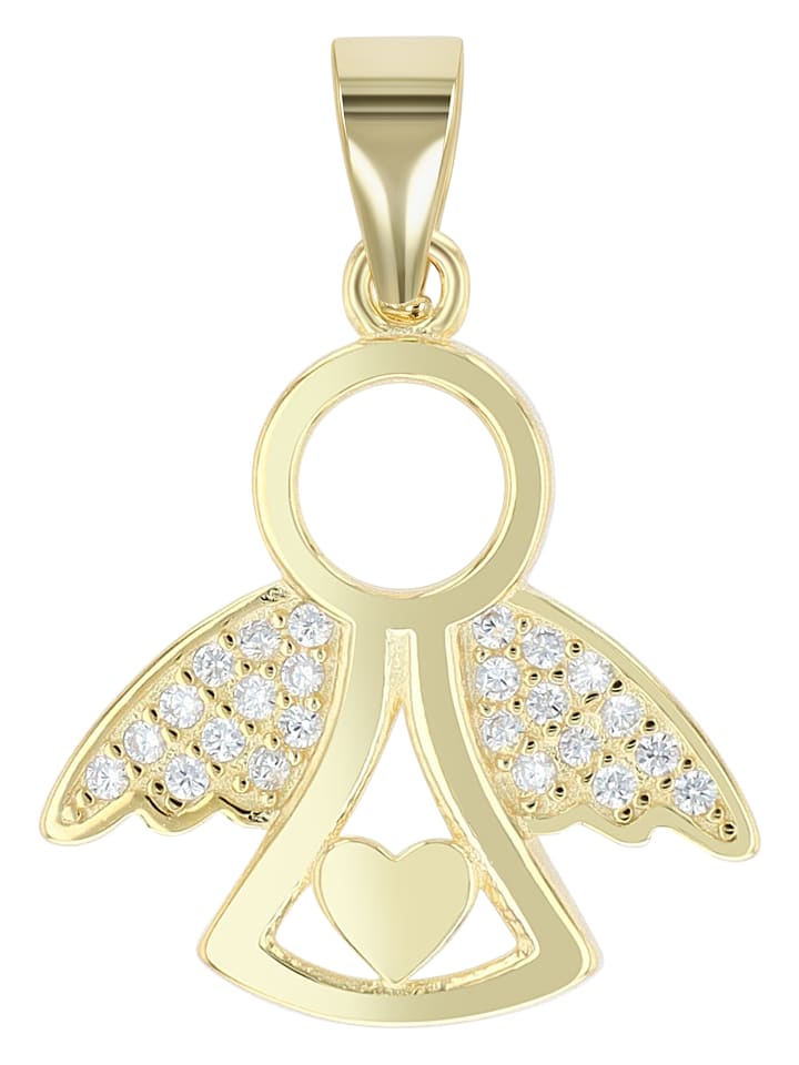 

Adeliás Женский кулон - кулон в форме сердца из серебра 925 пробы с кубическим цирконием в золотой оправе