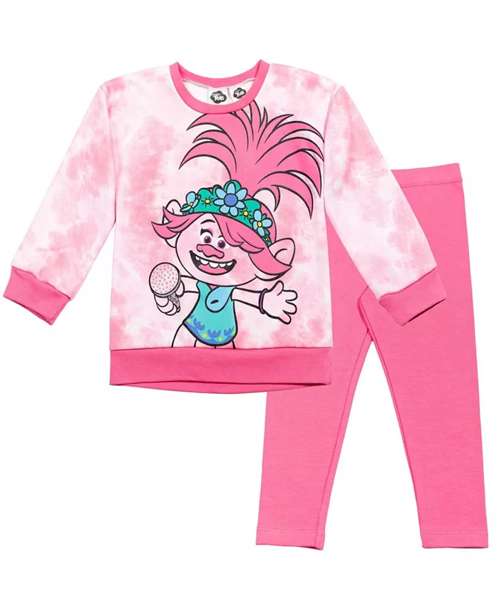 

Комплект для девочки: худи и леггинсы DreamWorks Poppy из флиса Trolls, розовый