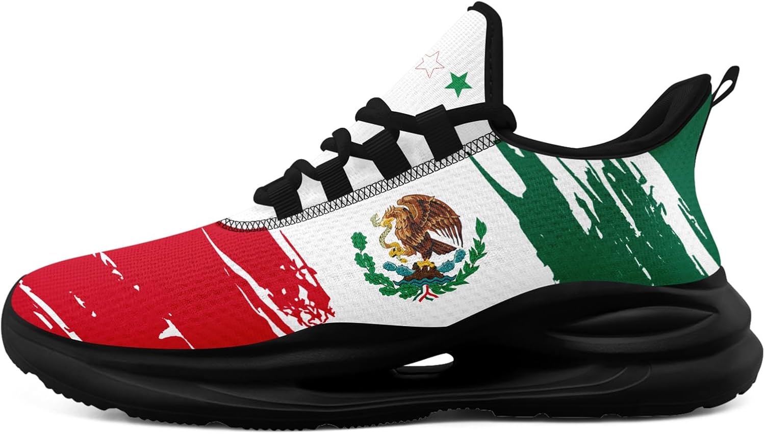 

Кроссовки с флагом Мексики - Дышащие легкие беговые кроссовки с EVA подошвой - Патриотическая обувь для мужчин и женщин Awsole, белый/черный/красный/зеленый