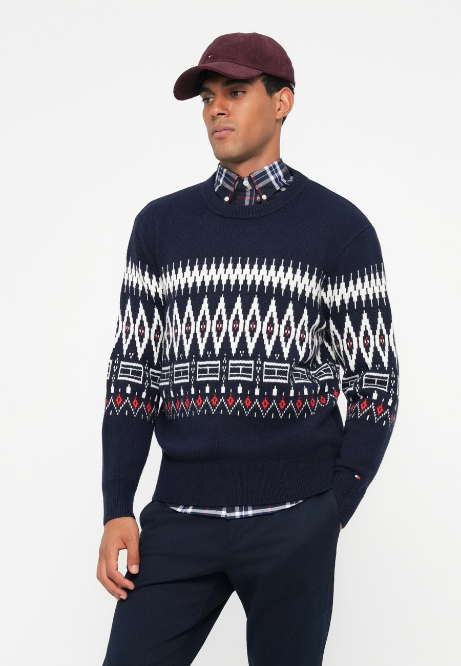Джемпер Tommy Hilfiger PLACED FAIRISLE BLEND CREW UNISEX, Desert Sky/Ivory Petal/Dark Blue — фото 4