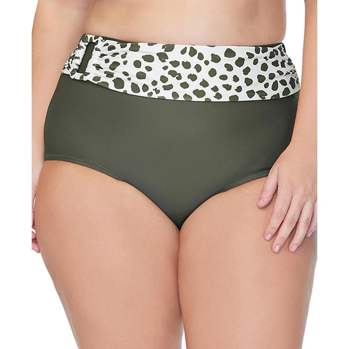 

Плавки для плавания Plus Womens Printed Tummy Tinner Swim Bottom Separate Raisins, цвет sage