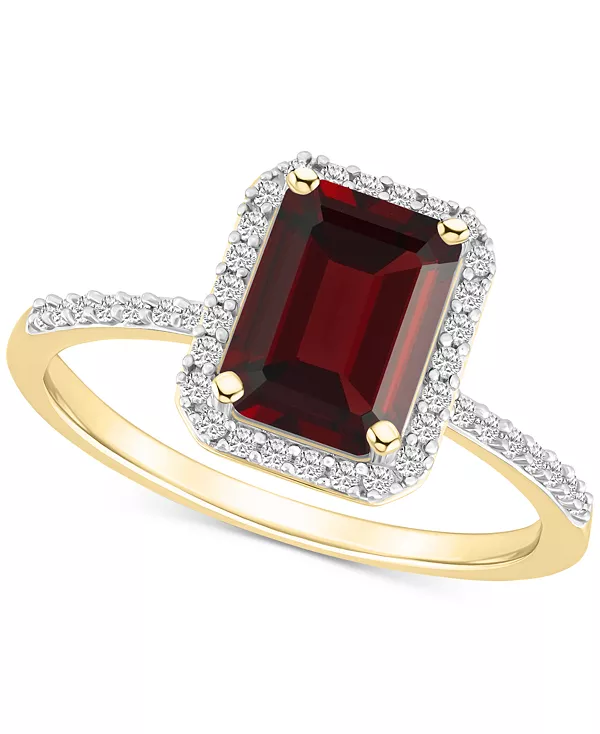 

Эффектное кольцо с голубым топазом (2 карата tw) и выращенным в лаборатории белым сапфиром (1/4 карата tw) из 10-каратного желтого золота Macy'S, garnet