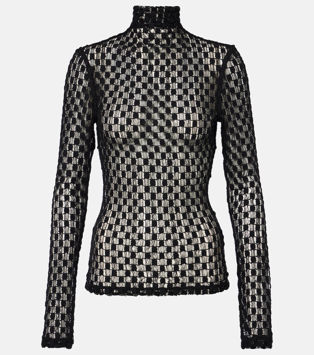 

Кружевной топ из смесового хлопка с высоким воротником Róhe, черный