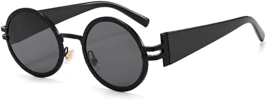 

Круглые солнцезащитные очки в металлической оправе для мужчин и женщин, модные, в стиле панк, стильные, с защитой от УФ-излучения UV400 TVTBBVV, Black-black