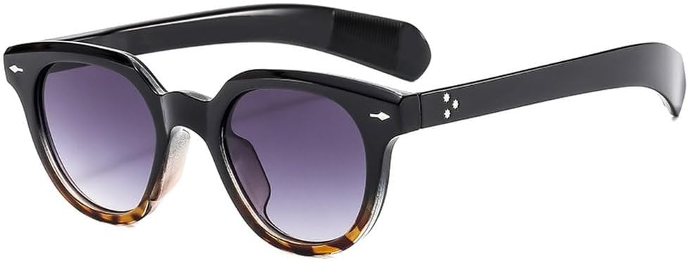 

Модные овальные женские солнцезащитные очки в стиле ретро с заклепками, мужские трендовые солнцезащитные очки с градиентным покрытием UV400 желто-синего цвета SKFGNX, Black Leopard Grey