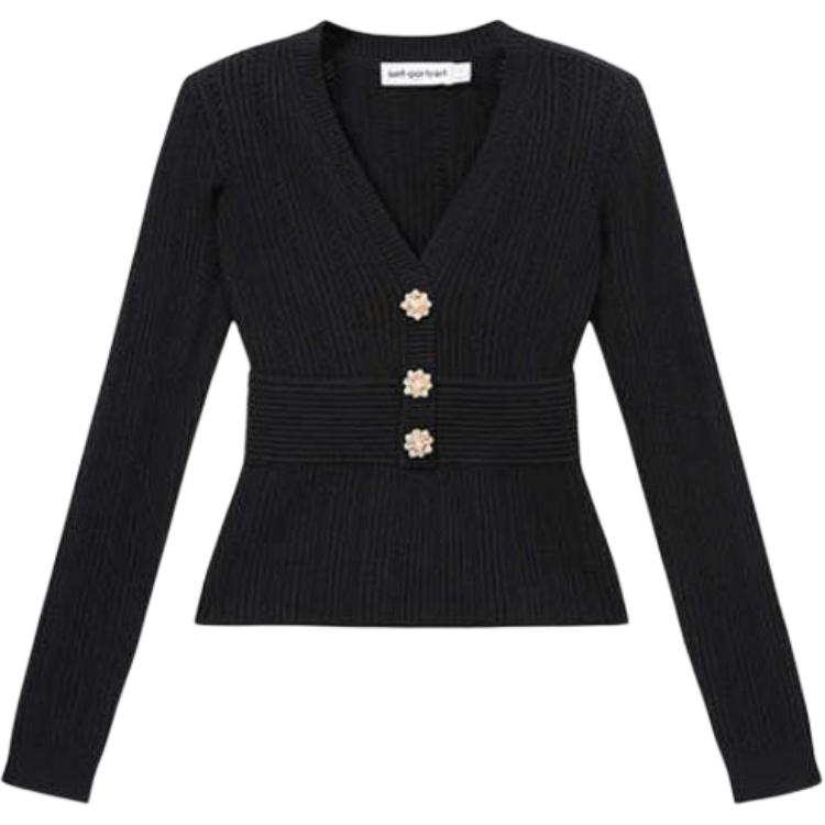 

Трикотаж Женская Классическая Черная Футболка Self-portrait