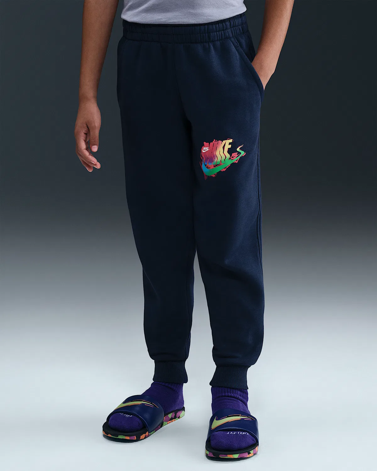 Джоггеры Nike Sportswear Club Fleece для старших детей, Midnight Navy/White — фото 2
