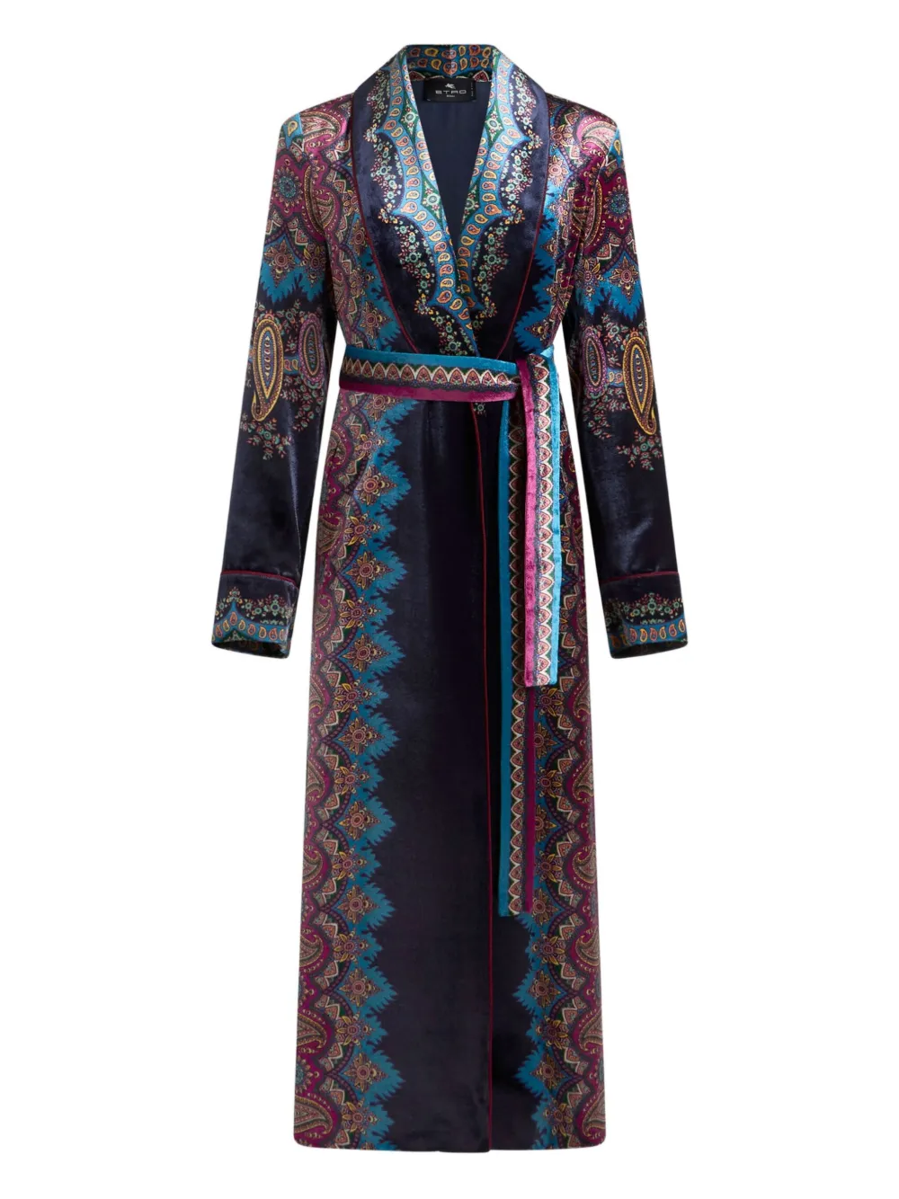

Пальто Paisley-print velvet robe ETRO, синий