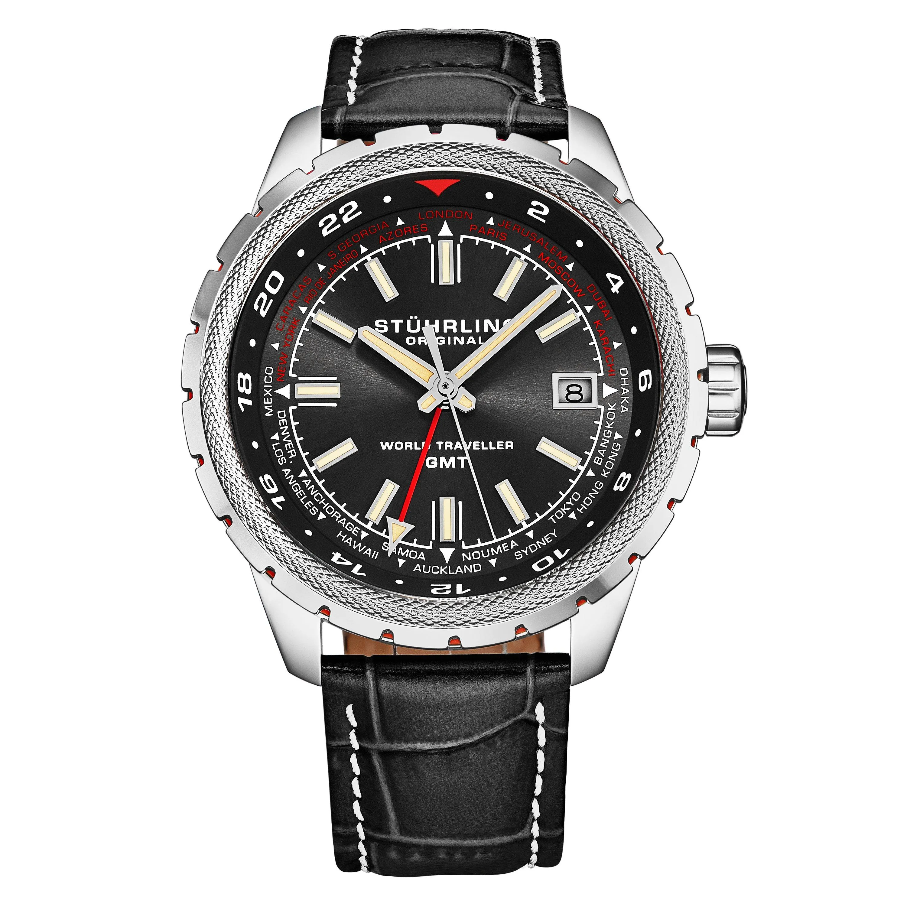 

Часы Global Voyager 1014 GMT 42 мм с мировым таймером STÜHRLING Original, серый