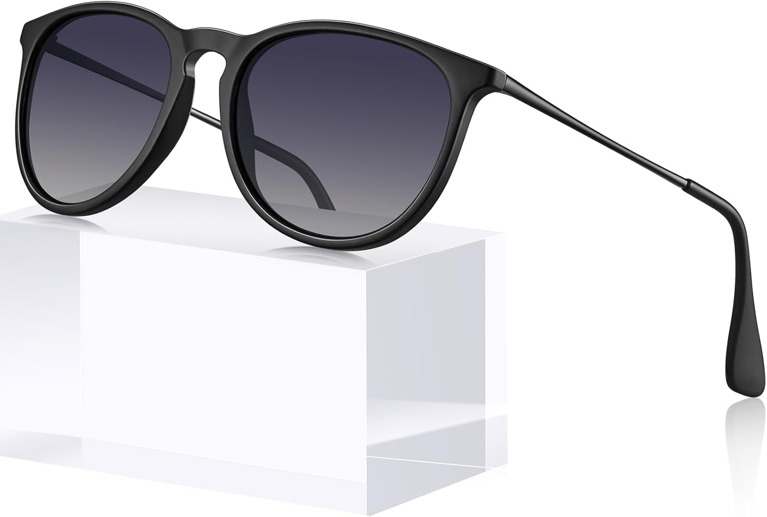 

Винтажные круглые солнцезащитные очки STGATN для женщин, поляризованные, с защитой от УФ-излучения, модный ретро-дизайнерский стиль ST028, 3. Matte Black Frame Gradient Grey Lens