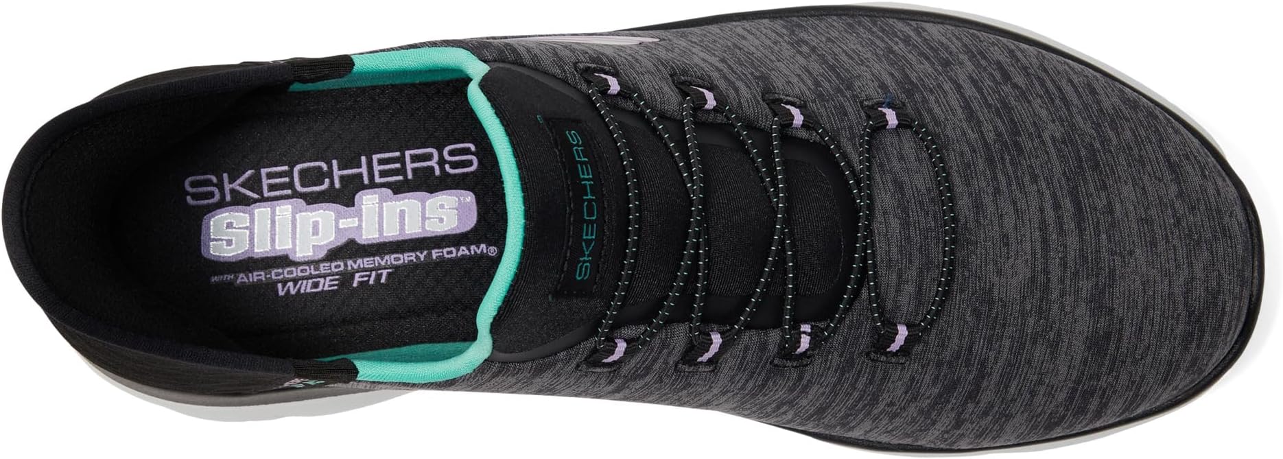 Кроссовки SKECHERS Summits - Hands Free Slip-Ins, цвет Black/Turquoise — фото 2