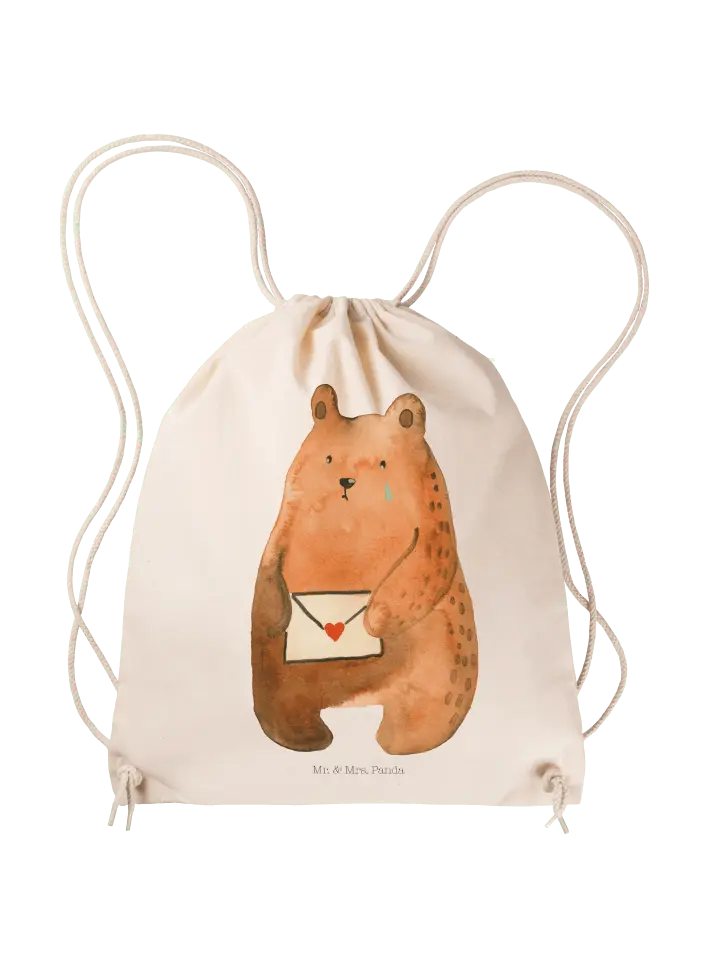 

Спортивная сумка Mr & Mrs Panda Sportbeutel Bär Vermissen ohne Spruch, кремовый