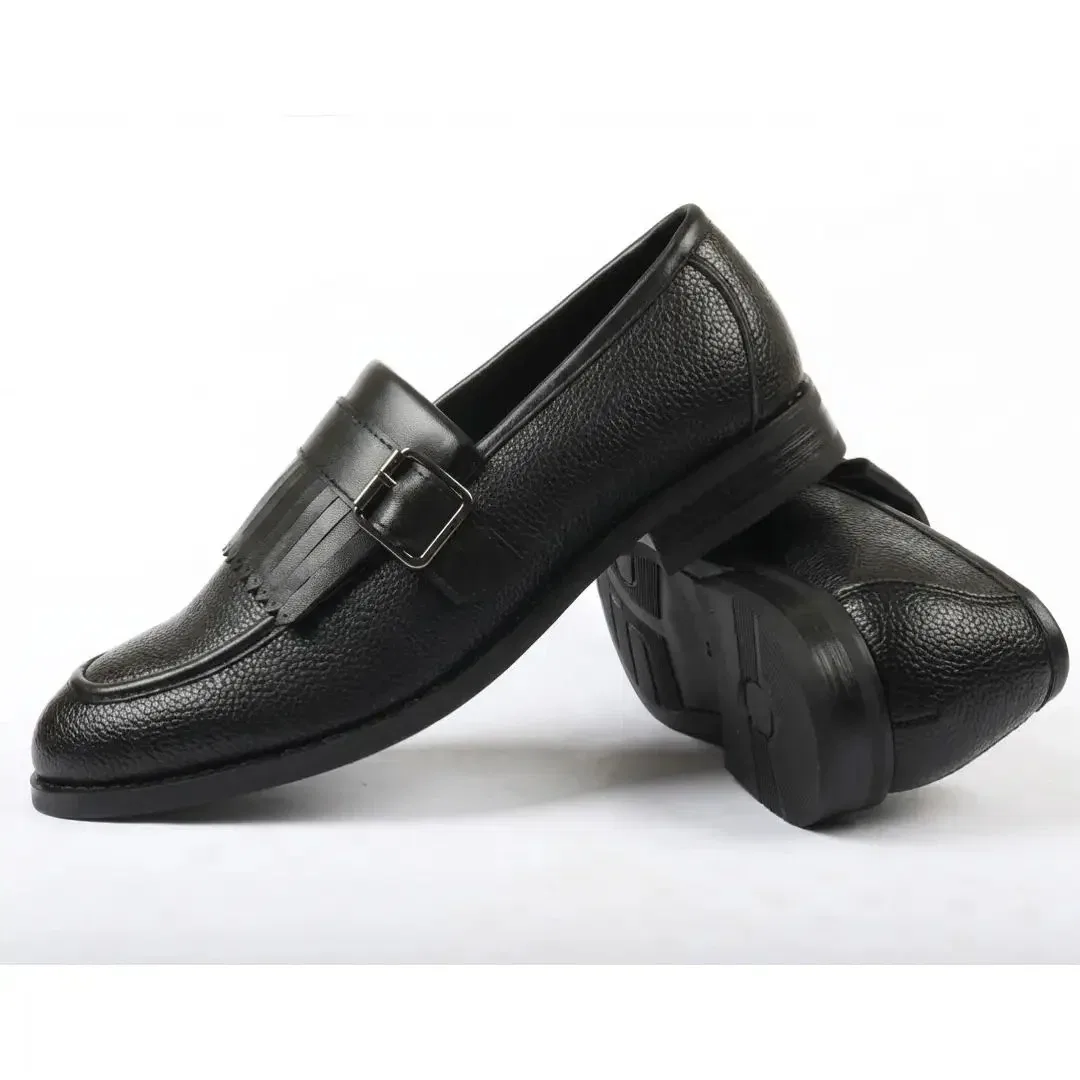 Лоферы из искусственной кожи с килти, бахромой и пряжкой, без шнурков TruClothing, черный — фото 2