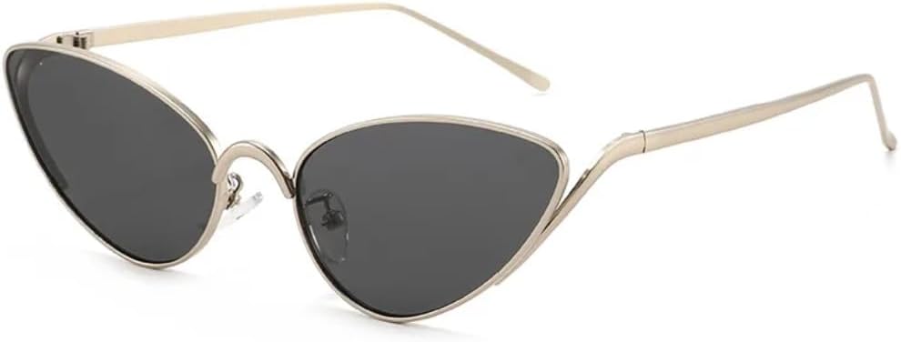 

Женские солнцезащитные очки «кошачий глаз» с металлическими линзами, прозрачные линзы цвета океана, золотистые линзы, защита от УФ-излучения UV400; мужские солнцезащитные очки в стиле панк UUPTTPL, Silver Black