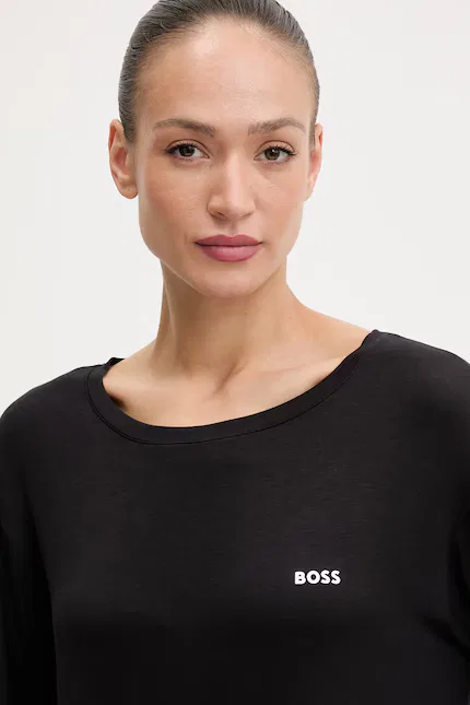 Ночная рубашка из вискозы Element Nightie LS BOSS, черный — фото 3