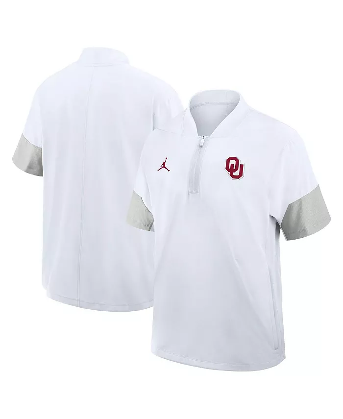 

Мужская белая легкая куртка с короткими рукавами Oklahoma Sooners 2025 для тренеров (сидлайн) Jordan