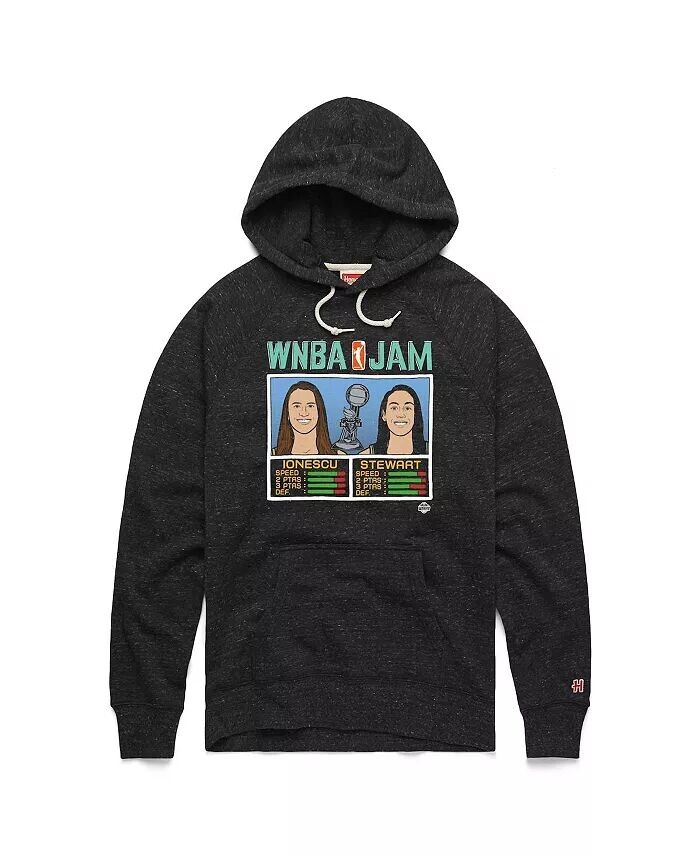 

Мужская и женская толстовка-пуловер с капюшоном Breanna Stewart Sabrina Ionescu Charcoal New York Liberty 2024 WNBA Champions Jam Tri-blend Homage
