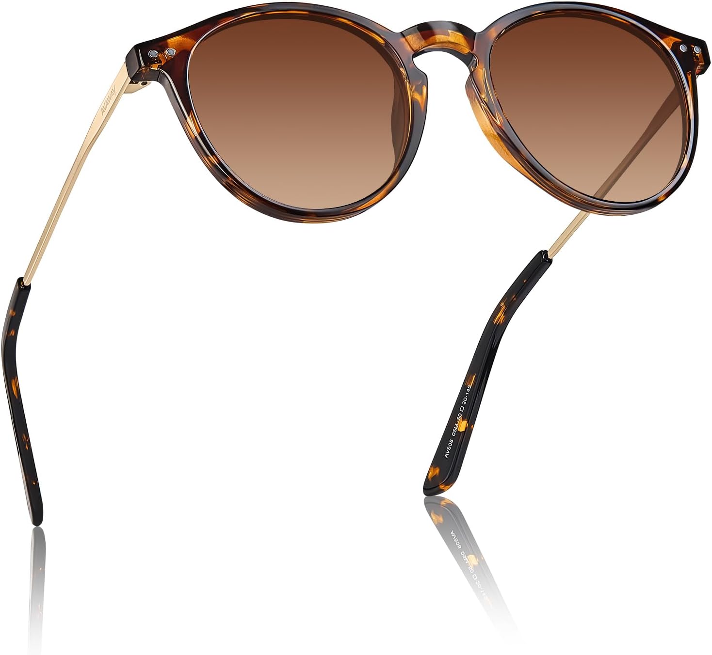 

Солнцезащитные очки AVAWAY круглые поляризованные для женщин, средний размер лица, защита UV400, ацетатная оправа, металлические дужки, категория 3, A5: Tortoise Frame + Gradient Brown Lens