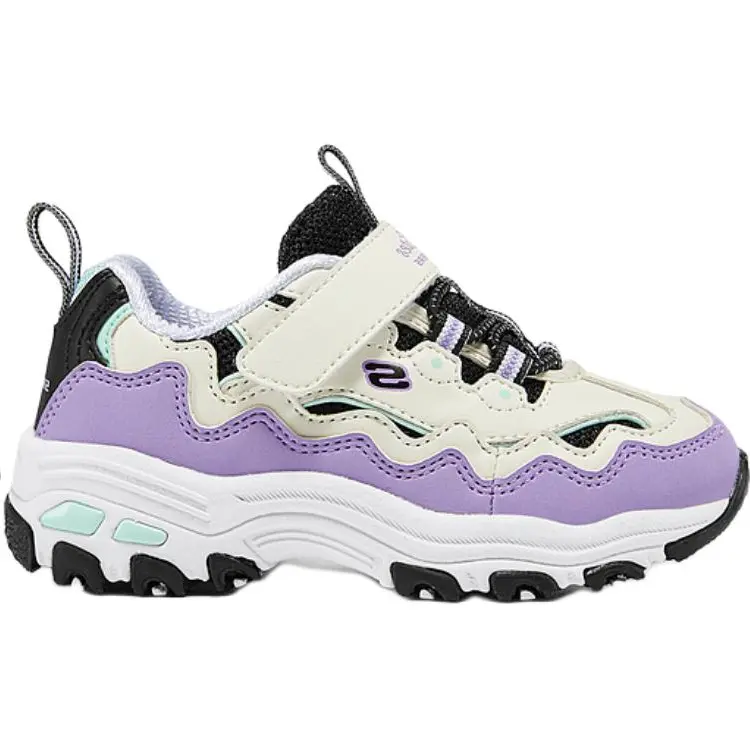 Skechers Kids Низкие кроссовки Anti Kick для малышей, белые, фиолетовые, для младенцев и малышей — фото 2