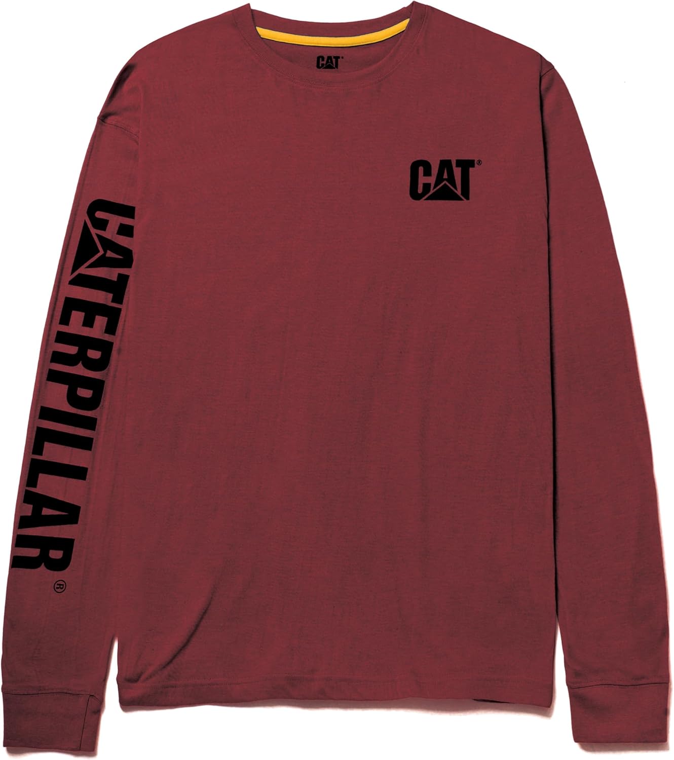 

Футболка с длинным рукавом Caterpillar Trademark Banner для мужчин с петлей для проводов на задней части ворота и логотипом Cat Workwear, Brick Heather