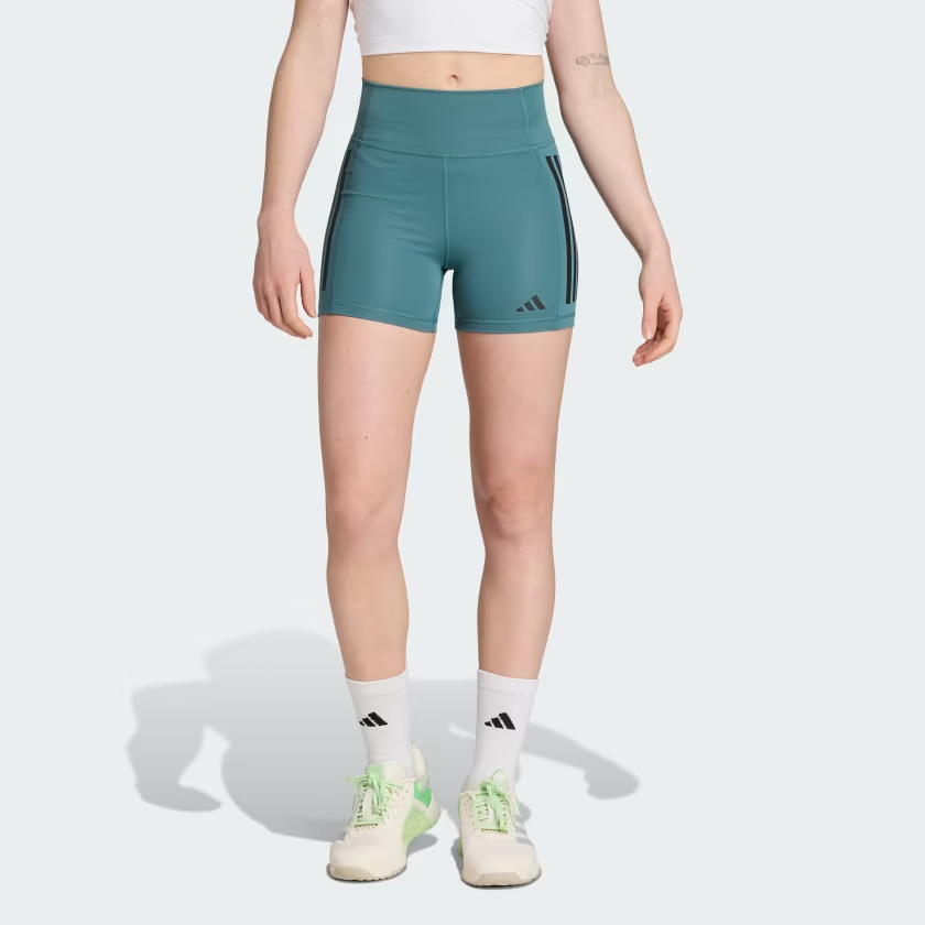 Оптимизированные леггинсы 1/4 длины с тремя полосками Adidas, Preloved Cyan — фото 3