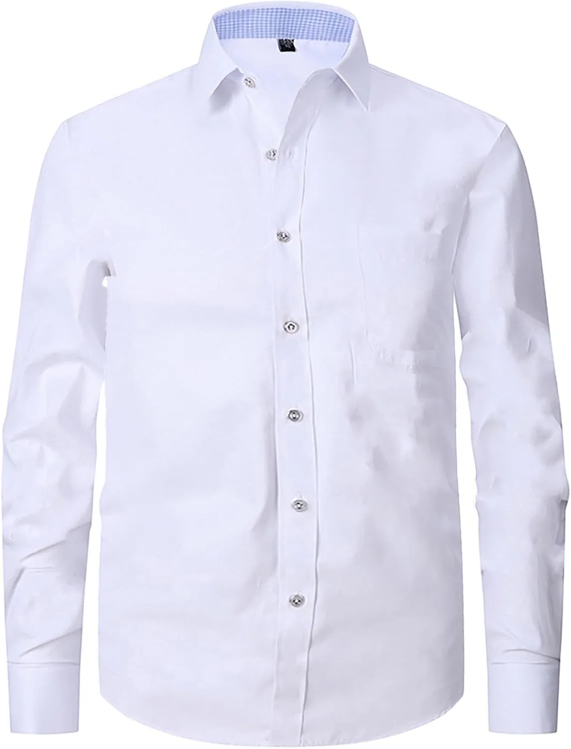 Мужская рубашка удобная дышащая повседневная сорочка Slim Fit с длинным рукавом на пуговицах для ежедневной носки Generic, белый
