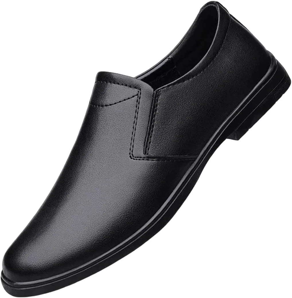 Лоферы кожаные Loafers Casual Lightweight Business Shoes Comfortable Walking Flats, черный