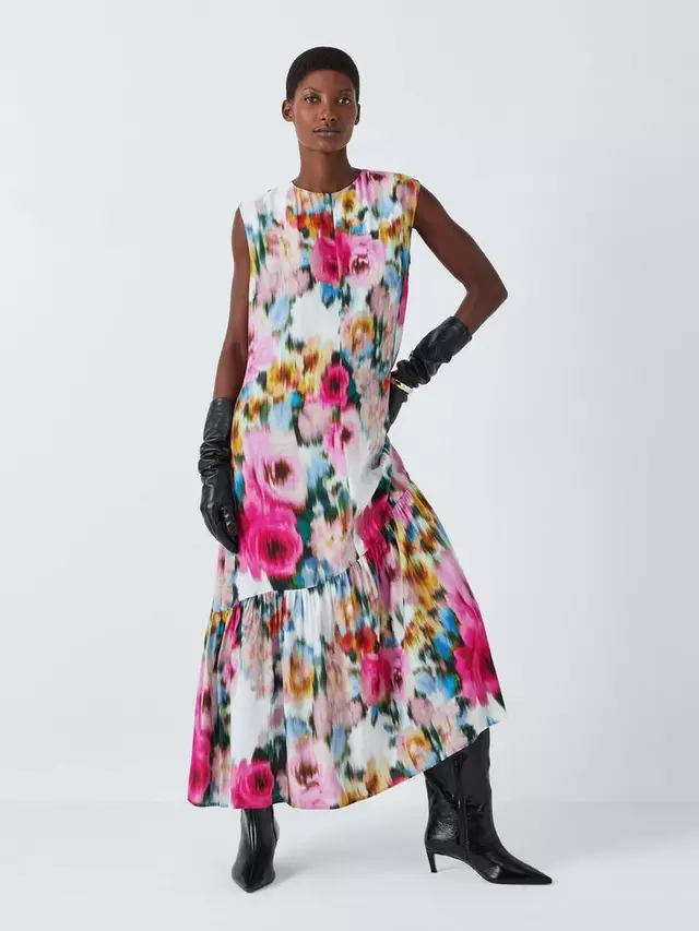 

Платье John Lewis Rose Print, цвет white/multi