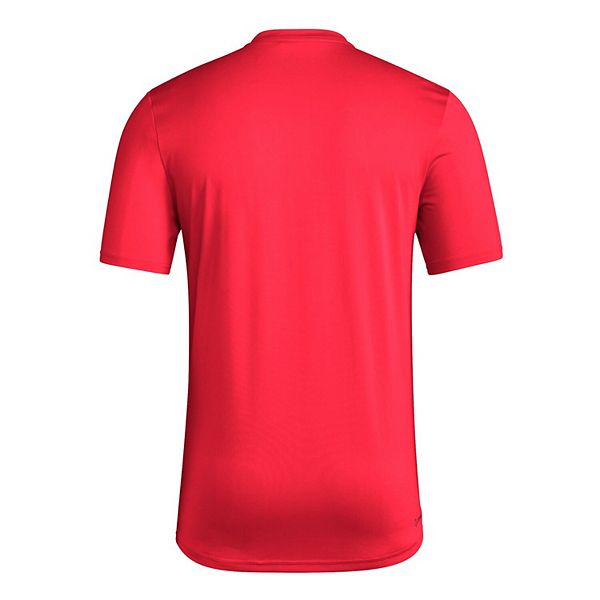 Мужская красная футболка nc state wolfpack для тренировок и разминки Adidas — фото 4