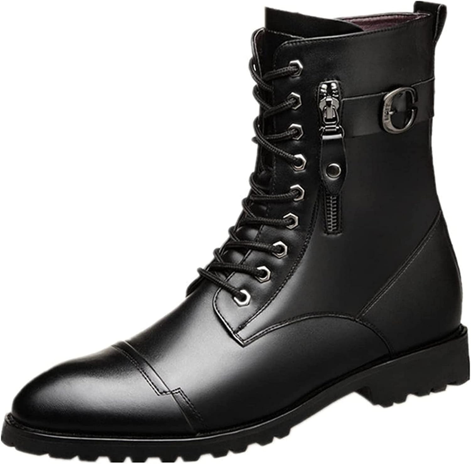 

Осенне-зимние мужские кожаные ботинки Yiozoi для улицы, повседневной ходьбы, с шнуровкой, деловые, с боковой молнией, высокие, удобные и теплые, черный