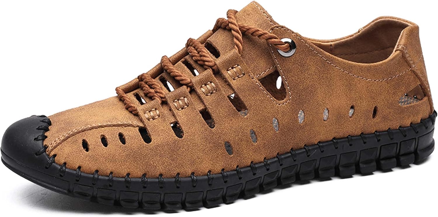 

Мужские спортивные сандалии летние для улицы с отверстиями, быстро сохнущие пляжные туфли, повседневные, противоскользящие, для походов, с закрытым носком, удобные обувь для вождения и сада Generic, коричневый