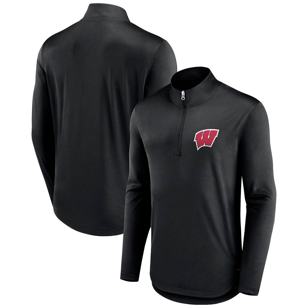 

Мужская футболка Fanatics Black Wisconsin Badgers Tough Minded с молнией четверть Fanatics Brands - White Label, цвет Wis Black