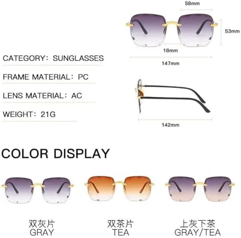 

Новые женские солнцезащитные очки без оправы 2026-2024 годов, модные очки с градиентными линзами, винтажные женские очки с дужками из сплава, классические MTZJH, C6