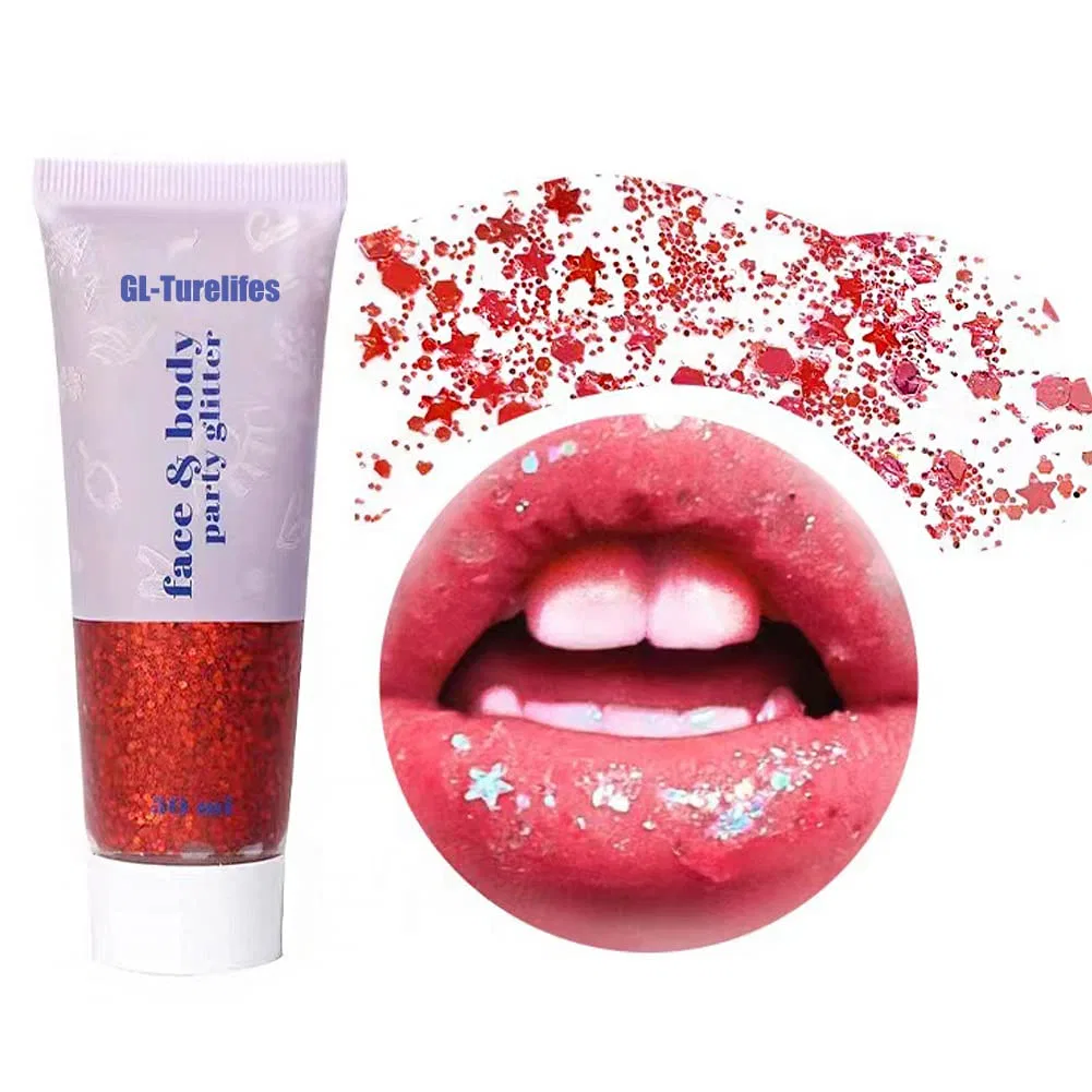 Гель-глиттер для тела Mardi Gras Face Paint Makeup Gl-Turelifes, #07 Red