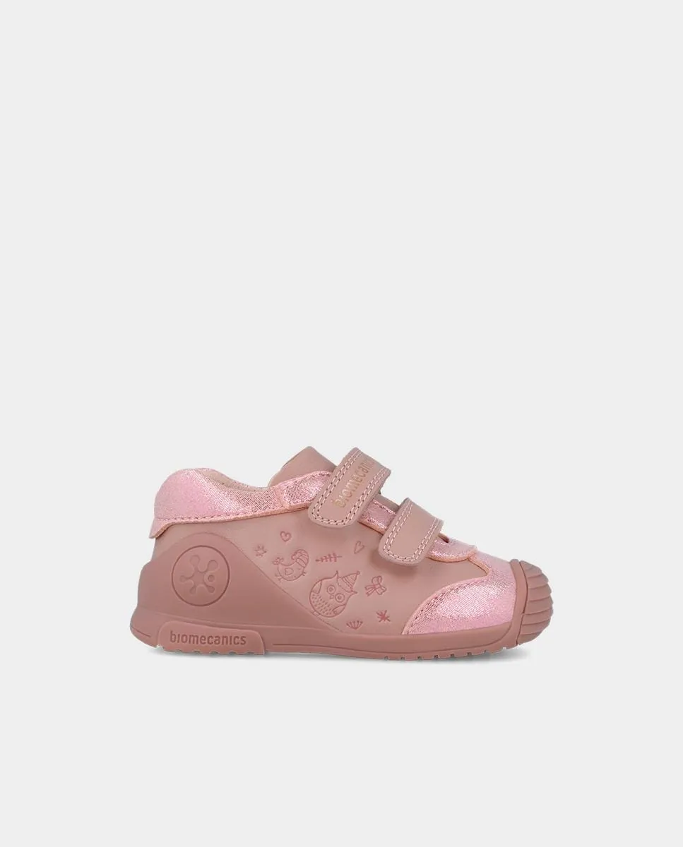 

Детские спортивные кроссовки с двойной липучкой розового цвета Biomecanics