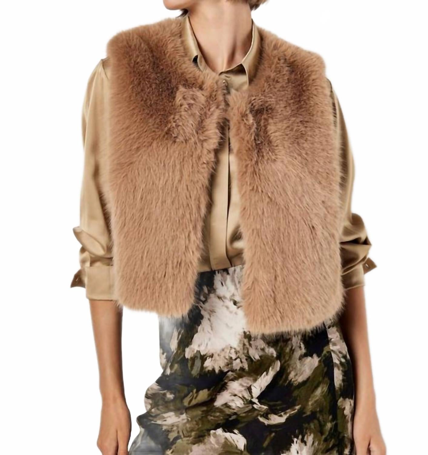 

Ева жилет из искусственного меха в бежево-коричневом цвете APRICOT