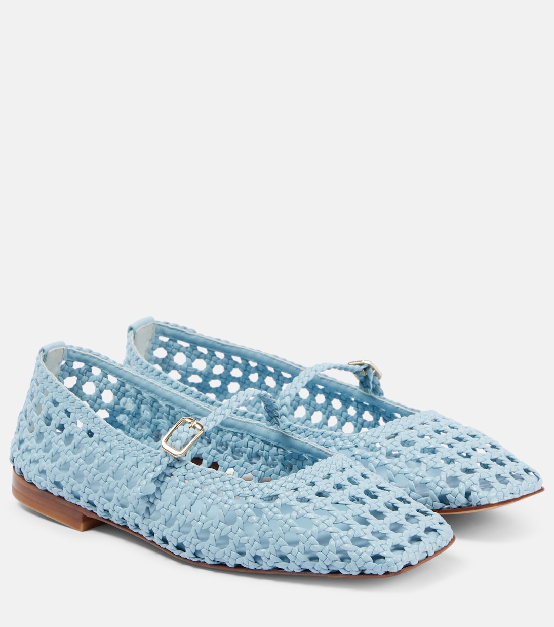 Парижские балетки из плетеной кожи Souliers Martinez, светло-синий