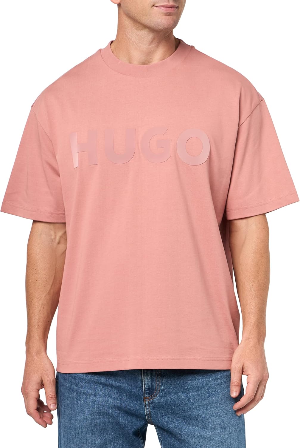 

Мужская хлопковая футболка Hugo с тональным логотипом, Old Rose, Розовый, Мужская хлопковая футболка Hugo с тональным логотипом, Old Rose