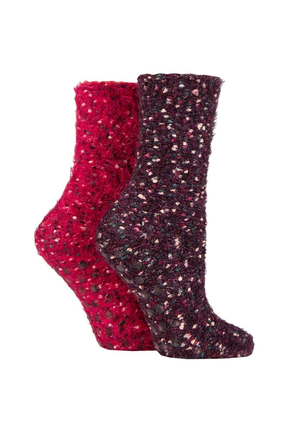 

2 пары носков-тапочек с перьями попкорна и ручкой SOCKSHOP, розовый