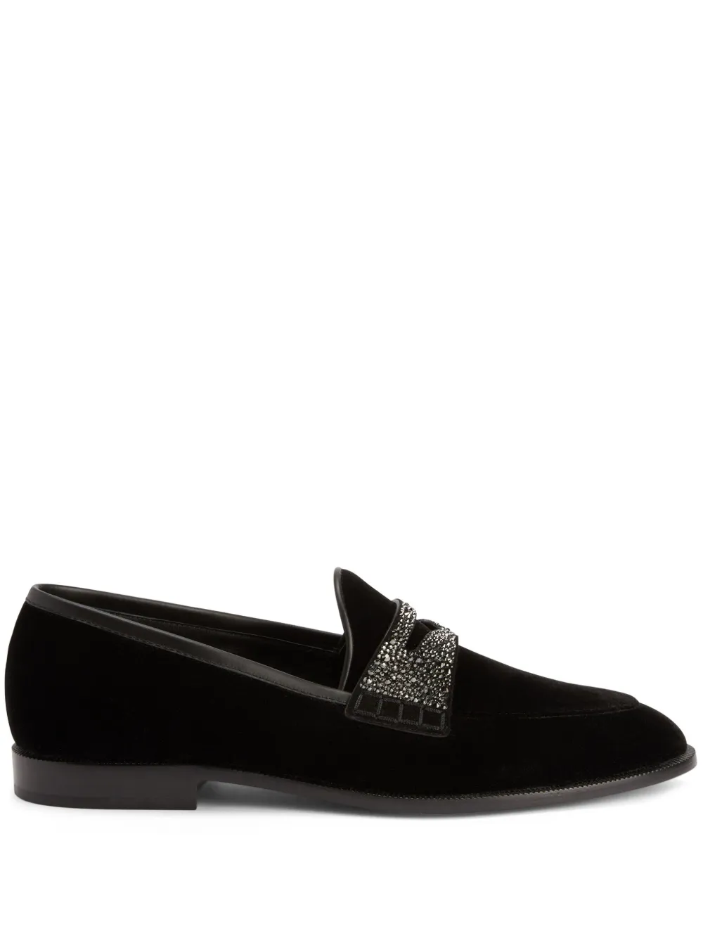 

Бархатные лоферы Ermy со стразами Giuseppe Zanotti, черный