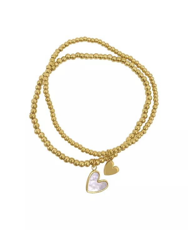 

Браслеты-Шарики в форме сердца с покрытием из 14-каратного золота и имитацией перламутра, 2 шт. Adornia, gold