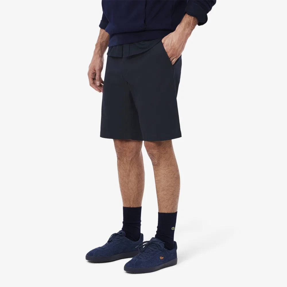 Мужские твиловые шорты-бермуды тёмно-синие от Lacoste — фото 2