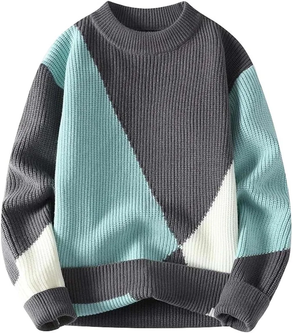 

Мужской вязаный свитер с V-образным вырезом и шарф-воротником для городского стиля