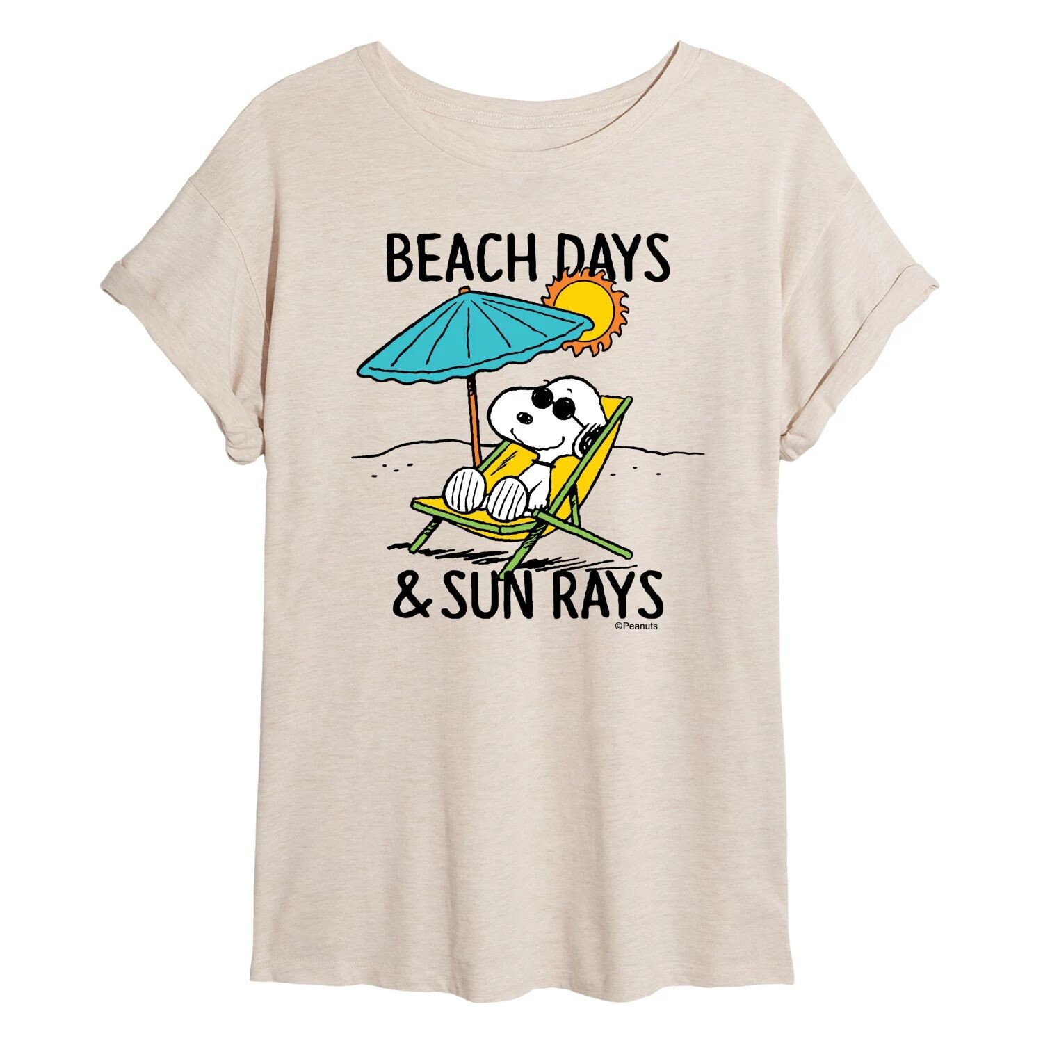 

Негабаритная футболка с рисунком Juniors' Peanuts Beach Days Licensed Character, бежевый