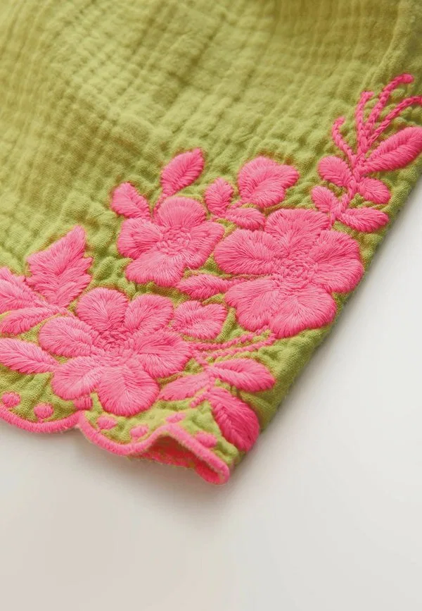 Шорты прямого кроя с волнистым краем Next, Green Pink Embroidered Doublecloth — фото 3