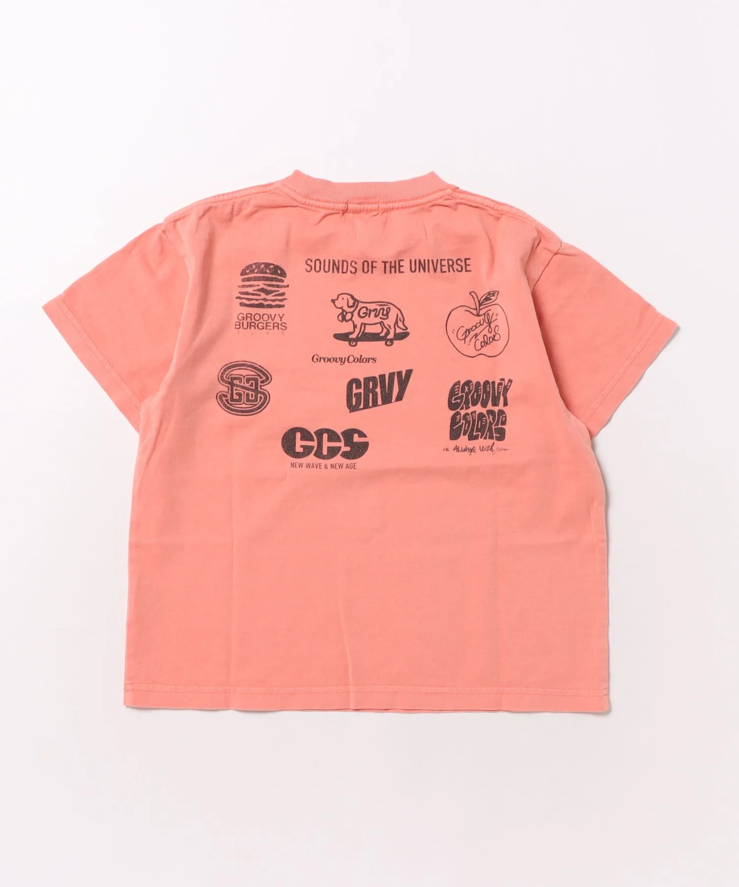 Футболка oversize с дизайнерским принтом GROOVY COLORS оранжевая — фото 3