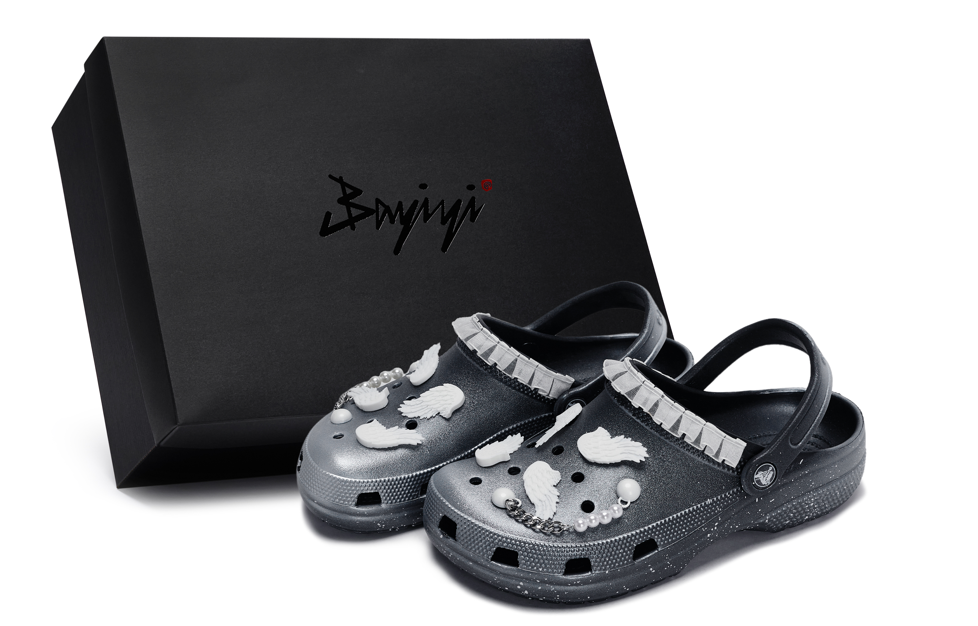 Классические сабо 811, производство, сабо Starry Sky Angel, унисекс, черные, серебристые Crocs, Black Silver
