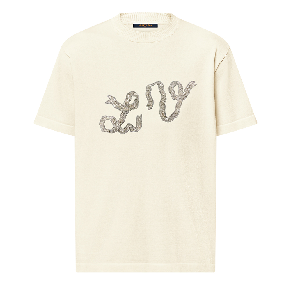 

Хлопковая футболка Lv с коротким рукавом и декором LOUIS VUITTON, бежевый