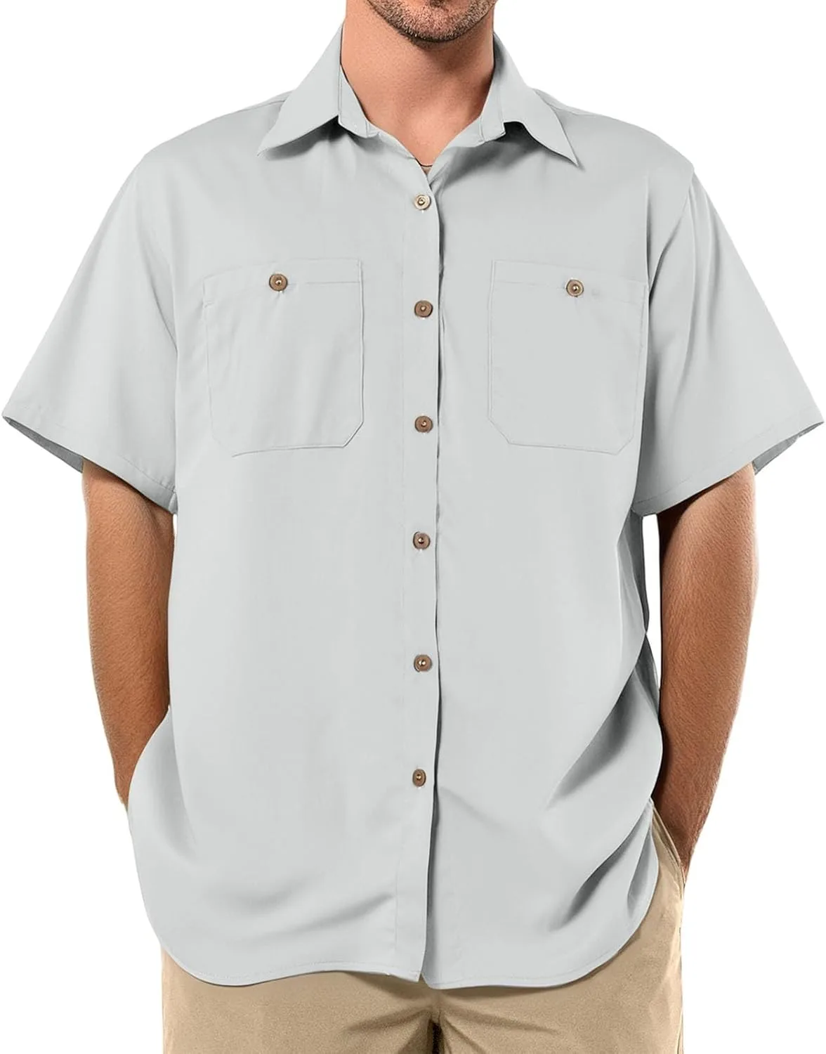 

Рубашка-пончо для мужчин с коротким рукавом и карманами tobchonp