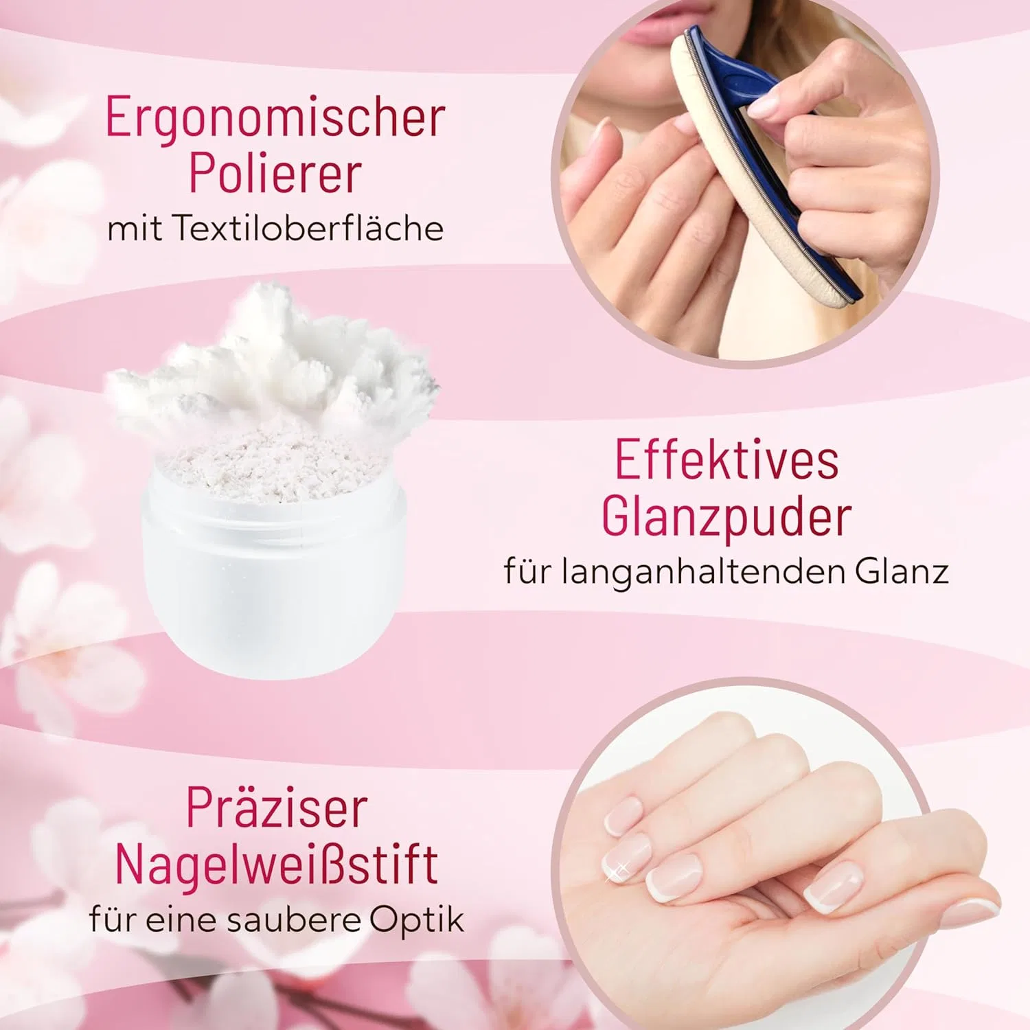 Набор для полировки ногтей с кожаным баффером Manoa Cristal, Nail Polish Set — фото 4